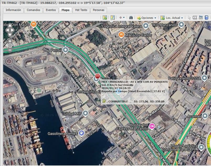 Monitoreo GPS en tiempo real de unidad en Manzanillo